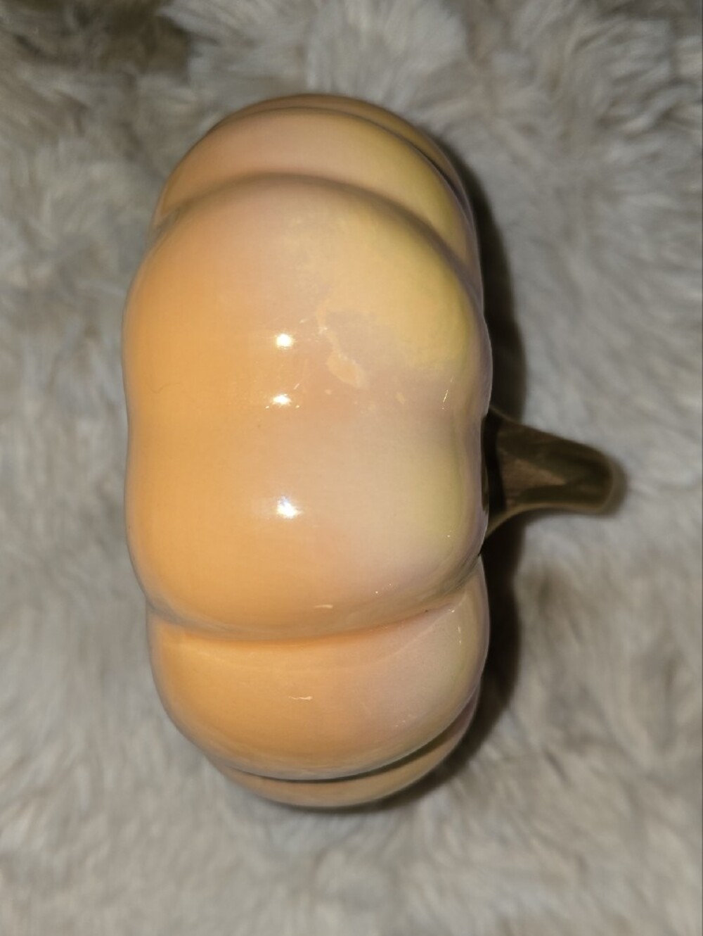 Iridescent Yellow Pumpkin with Gold Stem - Picture 4 of 4